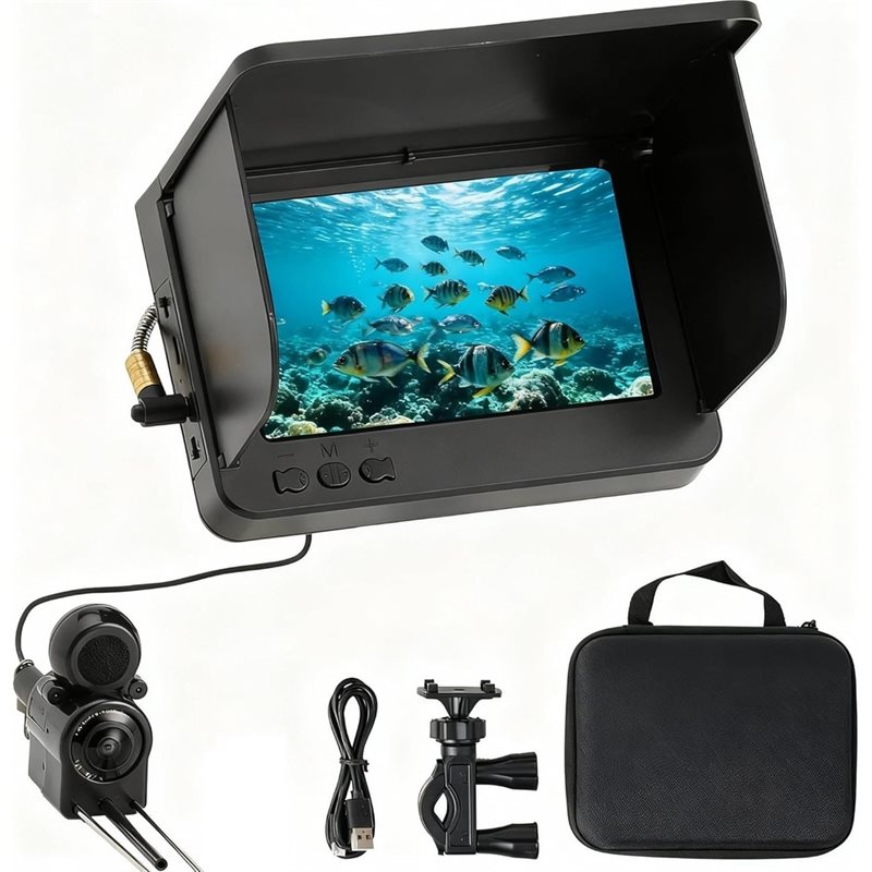 Fish Finder Portable - A64T-กล้องค้นหาปลาใต้น้ำ: 220 ° เลนส์มุมกว้าง/เครื่องหาปลาแบบพกพาสำหรับตกปลาในทะเล/ทะเลสาบ/เรือ/เรือคายัค ปลั๊กแบบ US