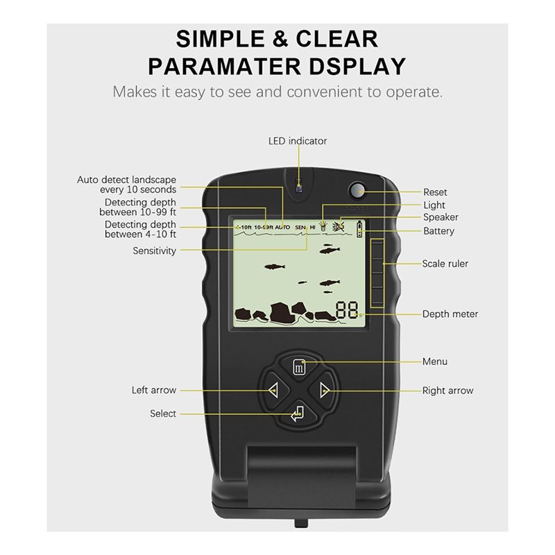 เครื่องหาปลาแบบพกพาใหม่, โซนาร - Fishing Depth Finder บทวิจารณ์และราคา